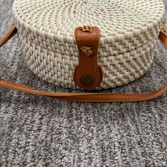 Handwoven Round Rattan Straw Bag - Picture 5 of 6